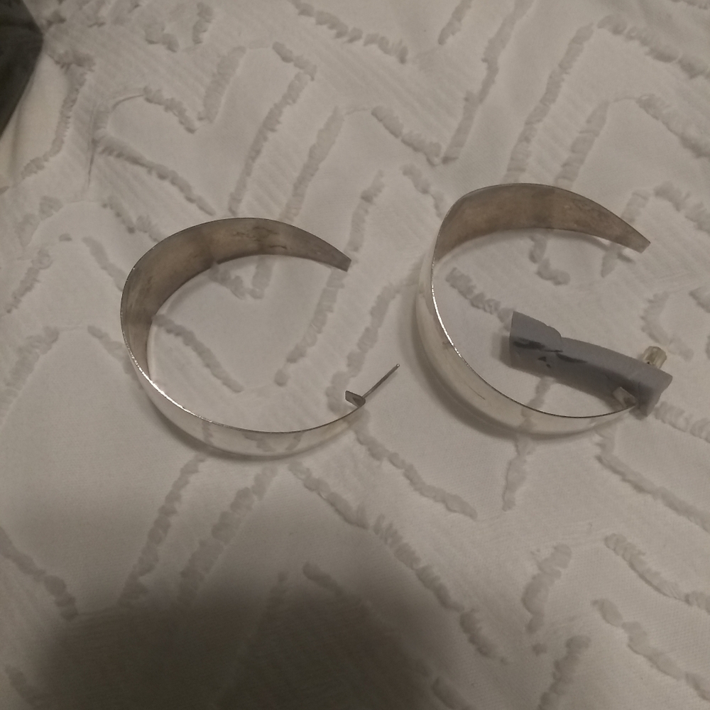 Large sterling silver pierced earrings